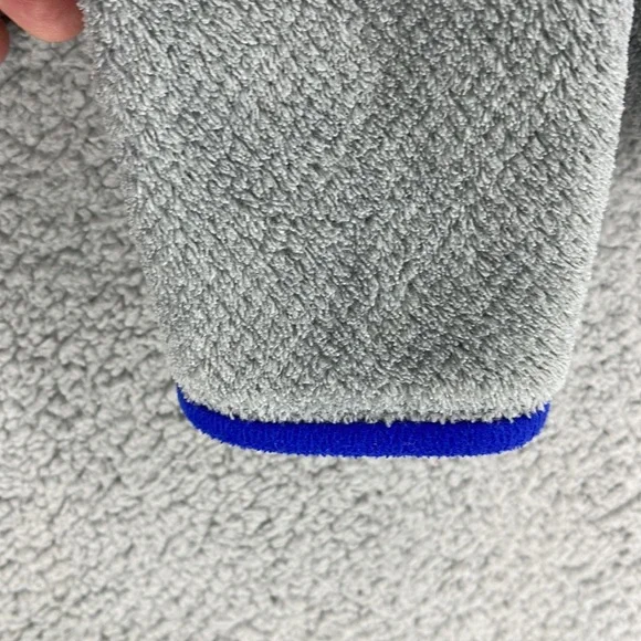 Patagonia gray & blue lined women’s fleece jacket pullover large kangaroo pocket - Picture 5 of 9